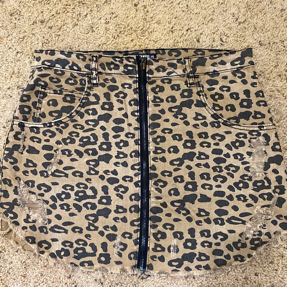 Almost Famous Leopard Print Denim Skirt